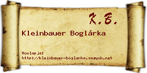 Kleinbauer Boglárka névjegykártya