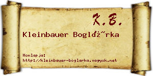 Kleinbauer Boglárka névjegykártya
